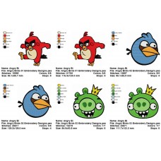 Package 3 Angry Birds 01 Embroidery Designs